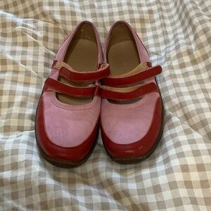 Paloma Wool Pink and Red Mary Jane Shoes